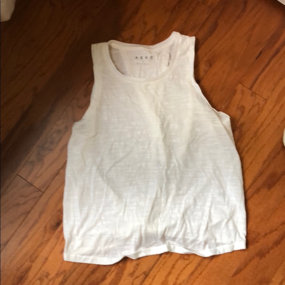 White Aero open back tie athletic tank top